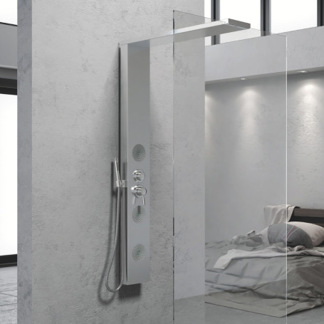 Shower Column 012 Brushed Stainless Steel Walk-In With Crystal 3 Functions 3 Lumbar Hydro Jets