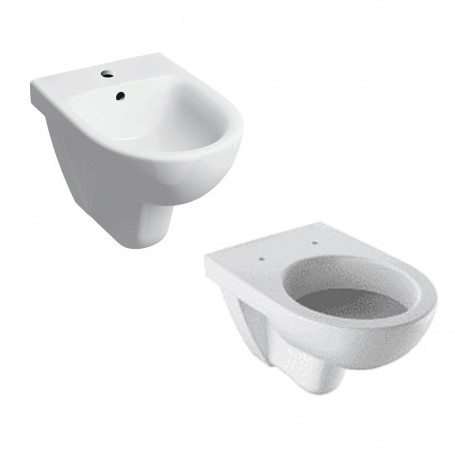Coppia Sanitari in Ceramica Sospesi Vaso WC + Bidet Selnova 3