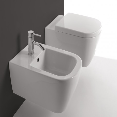 Sanitari in Ceramica Sospesi Vaso WC + Bidet + Sedile Made in Italy Con/Senza Staffe