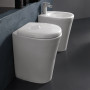 Sanitari in Ceramica A Pavimento Filo Parete Vaso WC + Bidet + Sedile Made in Italy