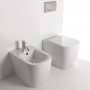 Sanitari in Ceramica A Pavimento Filo Parete Vaso WC + Bidet + Sedile Made in Italy