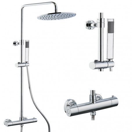 Ogomondo Shower Column Equipped Brass Chrome shower head Tondo hand shower faucet Thermostatic