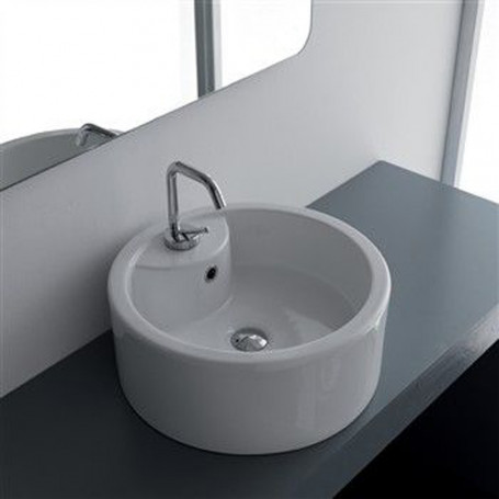 Sink From Supporting Ceramic White Round Sink Basin Furniture 46x46x16 cm