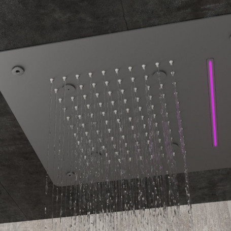 Shower Head LED Ceiling Installation Built With Waterfall Stainless Steel Panel