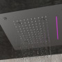 Ogomondo Soffione LED a Soffitto Da Incasso Con Cascata Acciaio NERO Quadro