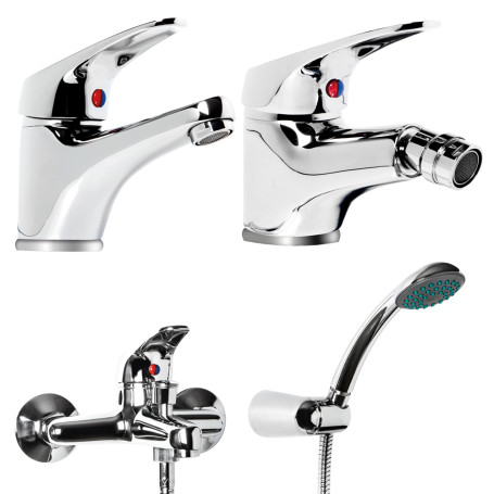 Tris Sink Mixer Faucet Bath + Bidet + External Mixer With Diverter Bath M Chrome