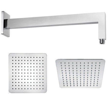 + Shower Arm Brass Chrome Shower Head Square Stainless Steel 250x250x2 Mm Thickness