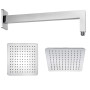 + Shower Arm Brass Chrome Shower Head Square Stainless Steel 300x300x2 Mm Thickness