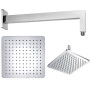 + Shower Arm Brass Chrome Shower Head Square Stainless Steel 250x250x4 Mm Thickness