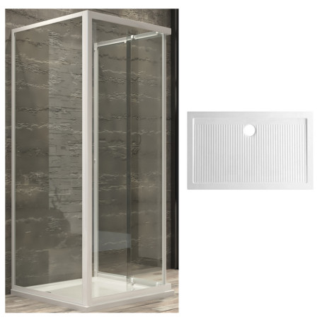Ogomondo Box Corner Shower Unit 3 Sides Transparent Crystal Hardened 70x120x70