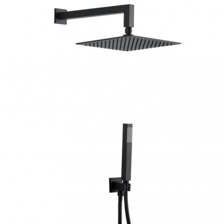 Shower Kit Framework BLACK Arm Overhead shower water outlet Lace PVC Bathroom