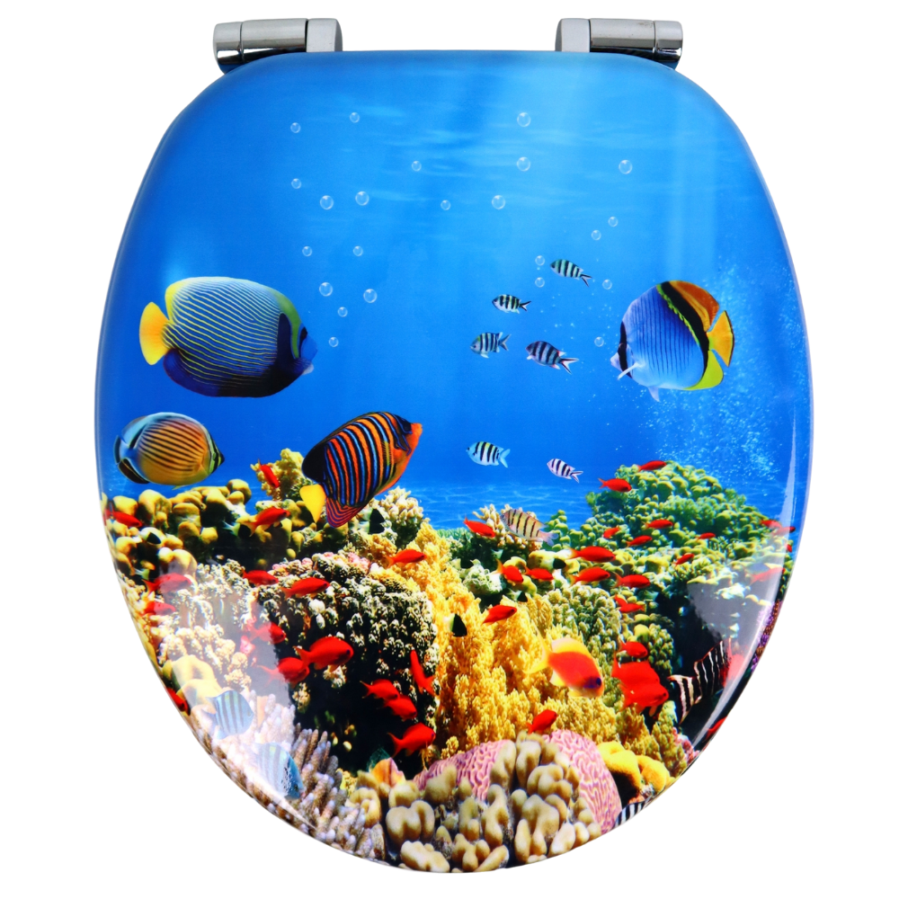 copriwater sedile con immagini barriera corallina foto acquario cn pesci tropicali